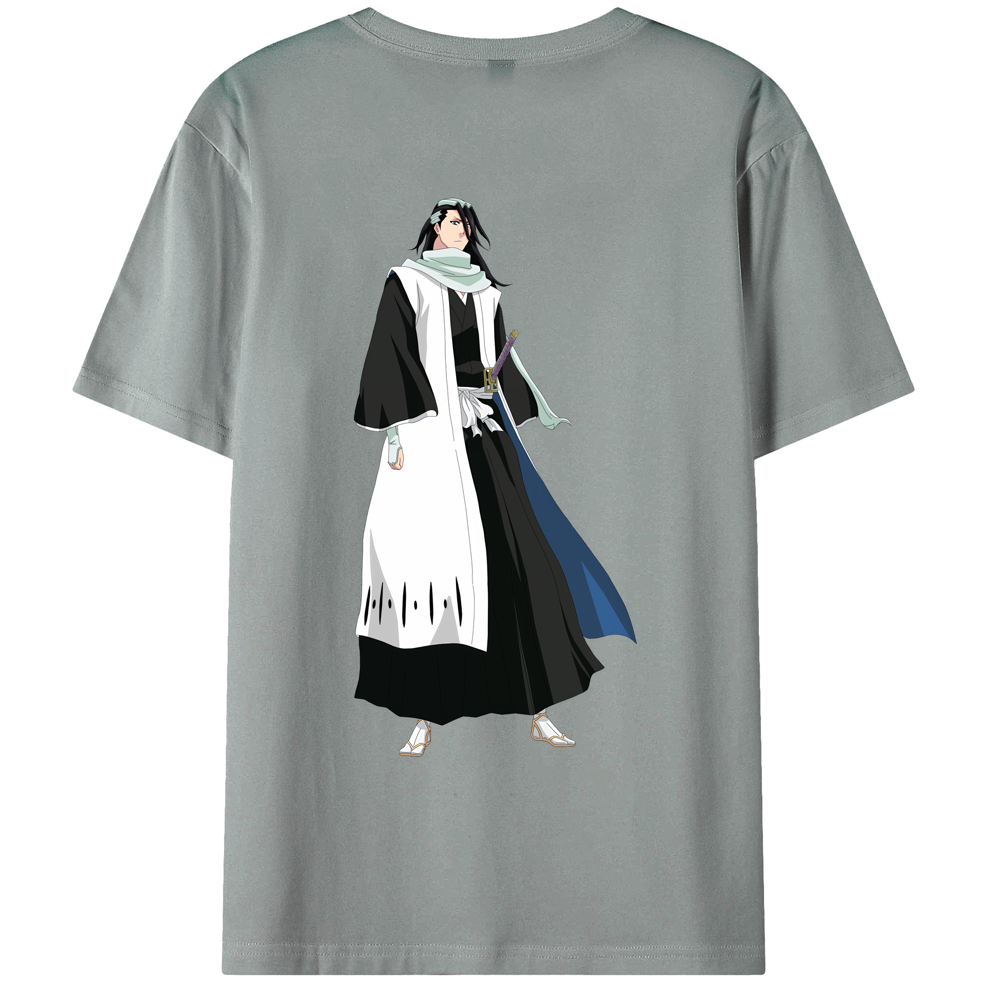 （画像用） ブリーチ くちき びゃくや BLEACH Kuchiki Byakuya 綿100％ メンズ半袖Tシャツ（バックプリント） 通気性